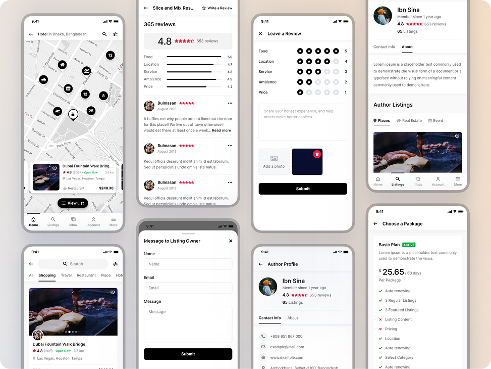 Directorist mobile app category and location screens